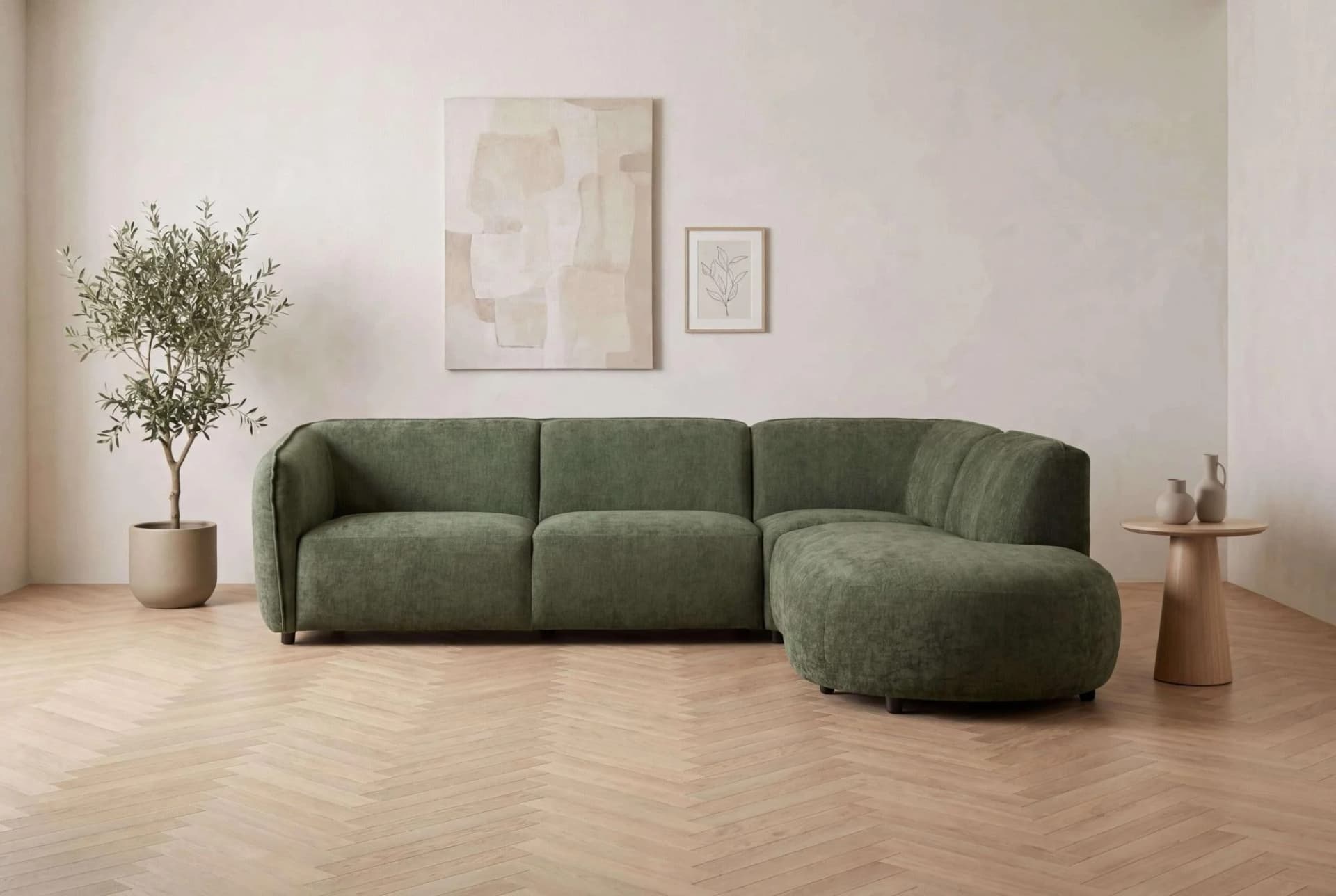 HOME AFFAIRE OSTRUP Ecksofa L-Form Chenille Khaki