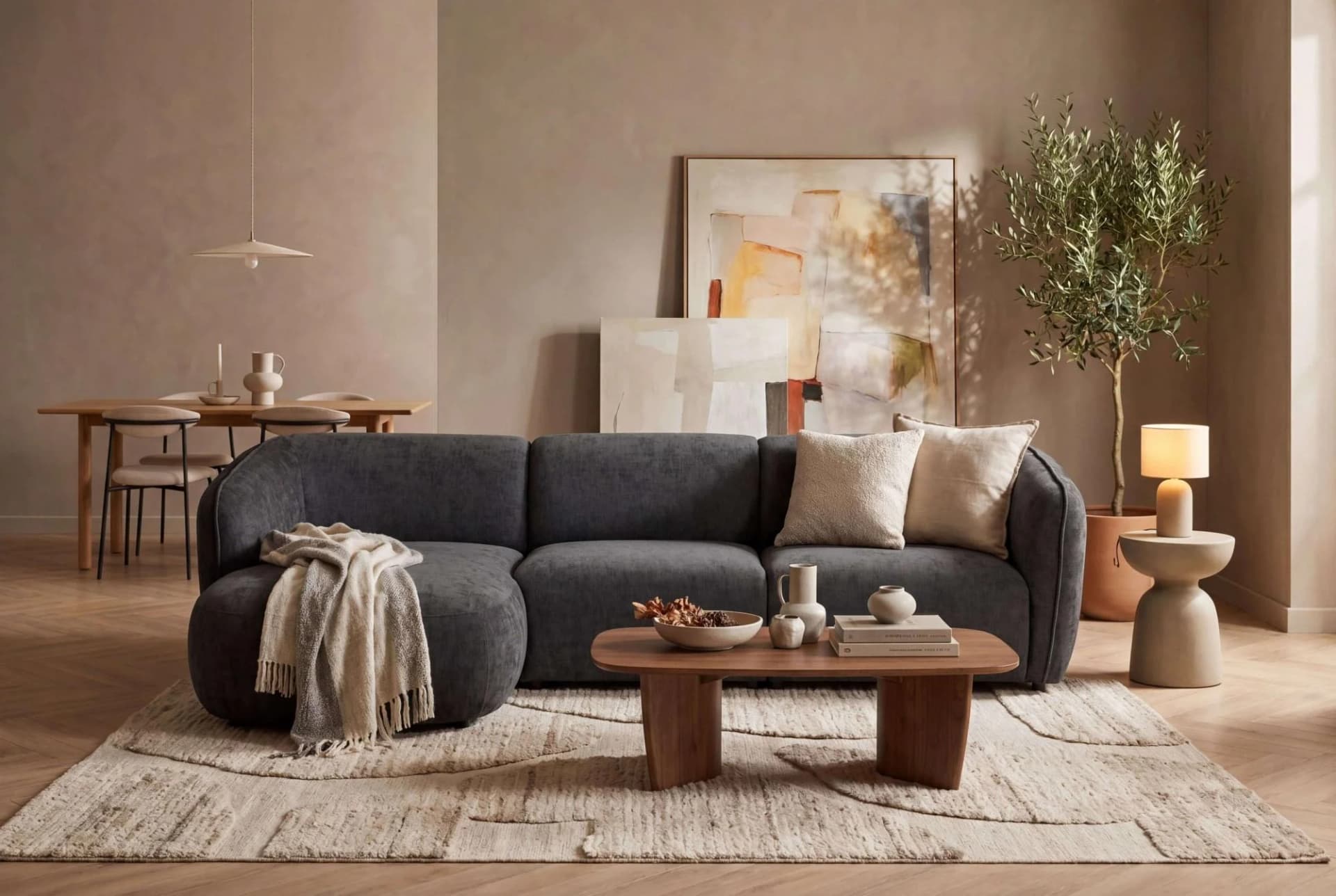 HOME AFFAIRE Ecksofa OSTRUP L-Form Chenille Grau