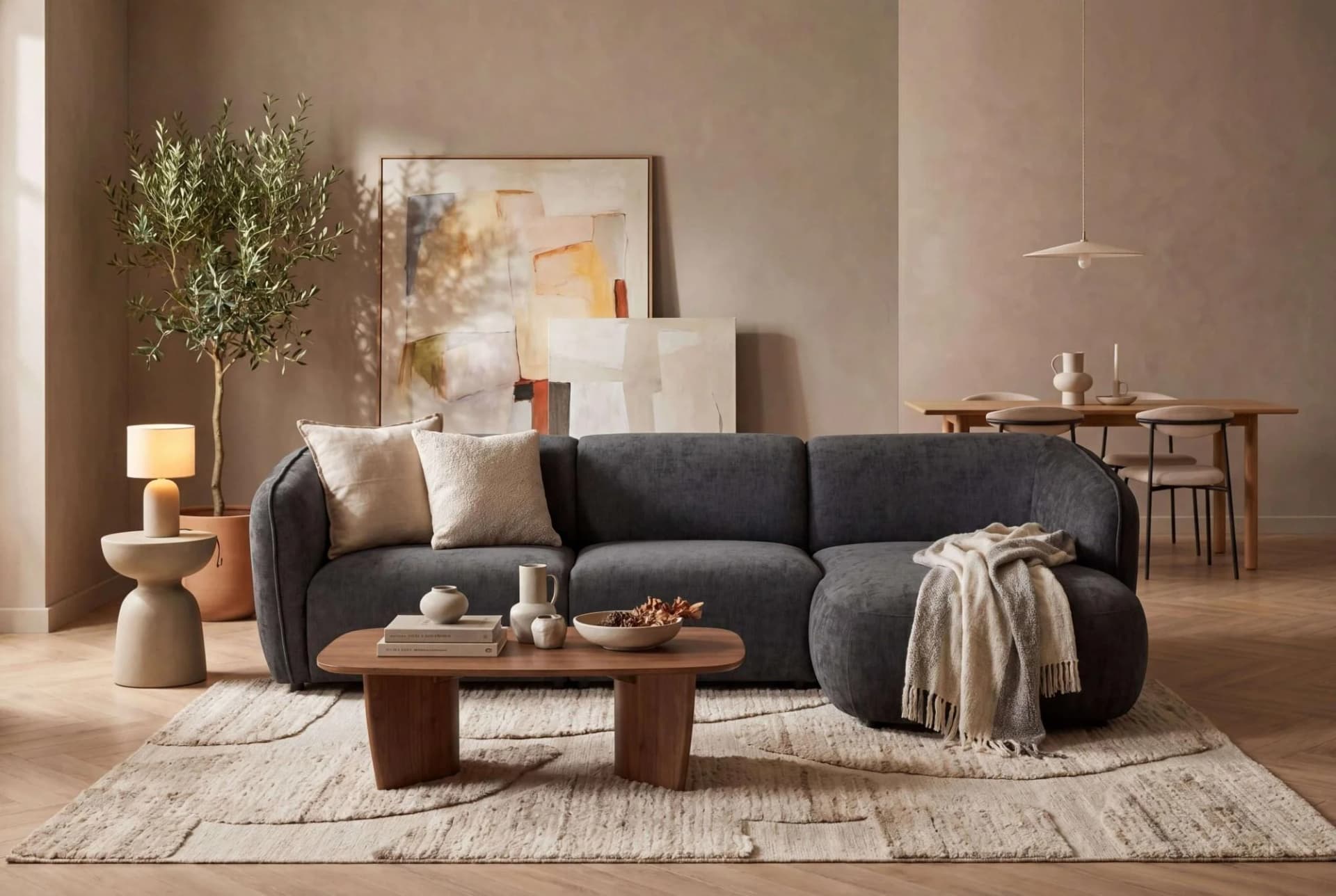 HOME AFFAIRE OSTRUP Ecksofa L-Form grau Chenille Recamiere