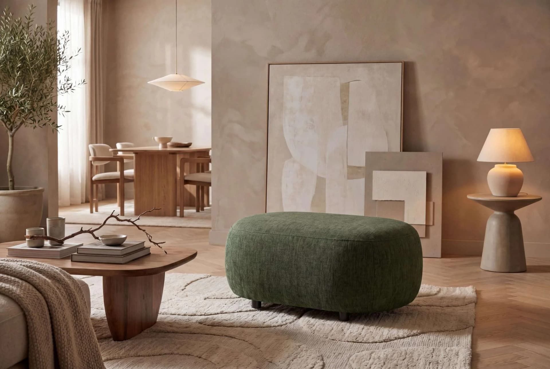 Home Affaire Polsterhocker OSTRUP Chenille Khaki