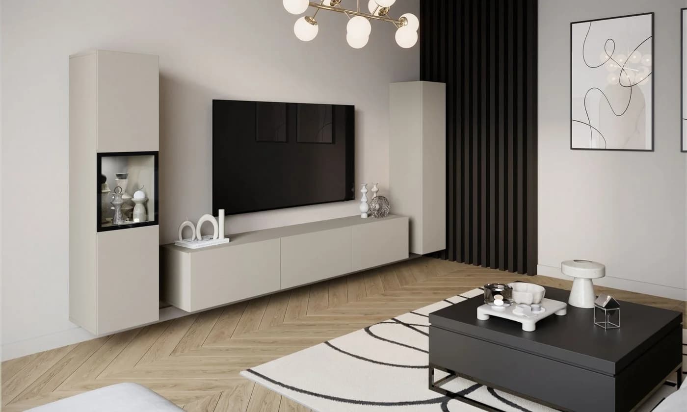 Home affaire Wohnwand BERLIN III 3-tlg. beige Vitrine grifflos - Bild 5
