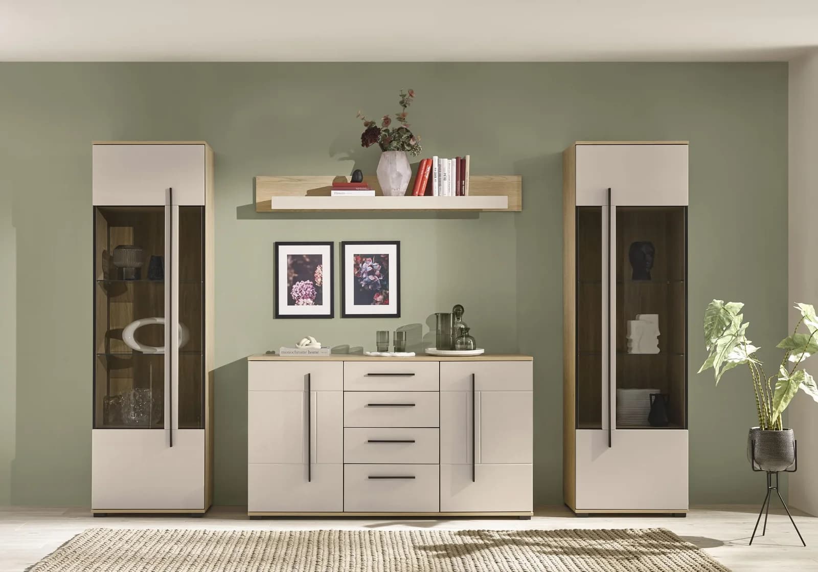 Home Affaire Wohnwand Cantara Set mit Vitrinen, Sideboard & Wandboard