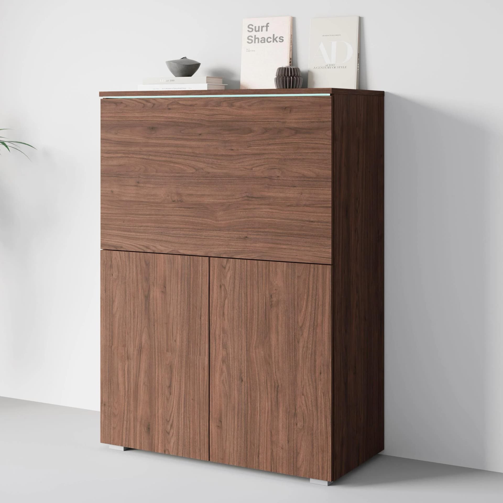 Home Affaire PC-Schrank Vera mit LED-Beleuchtung und klappbarer Tischfläche