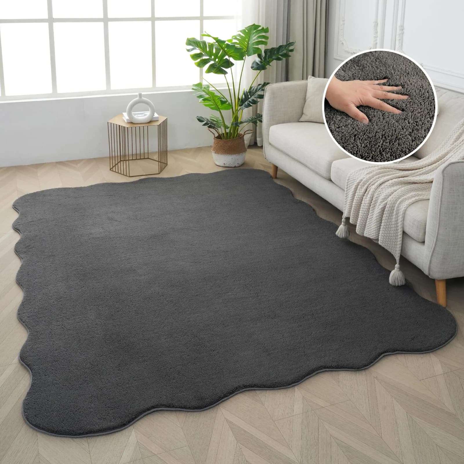 OTTO HOME Teppich Cali Anthrazit Microfaser Uni