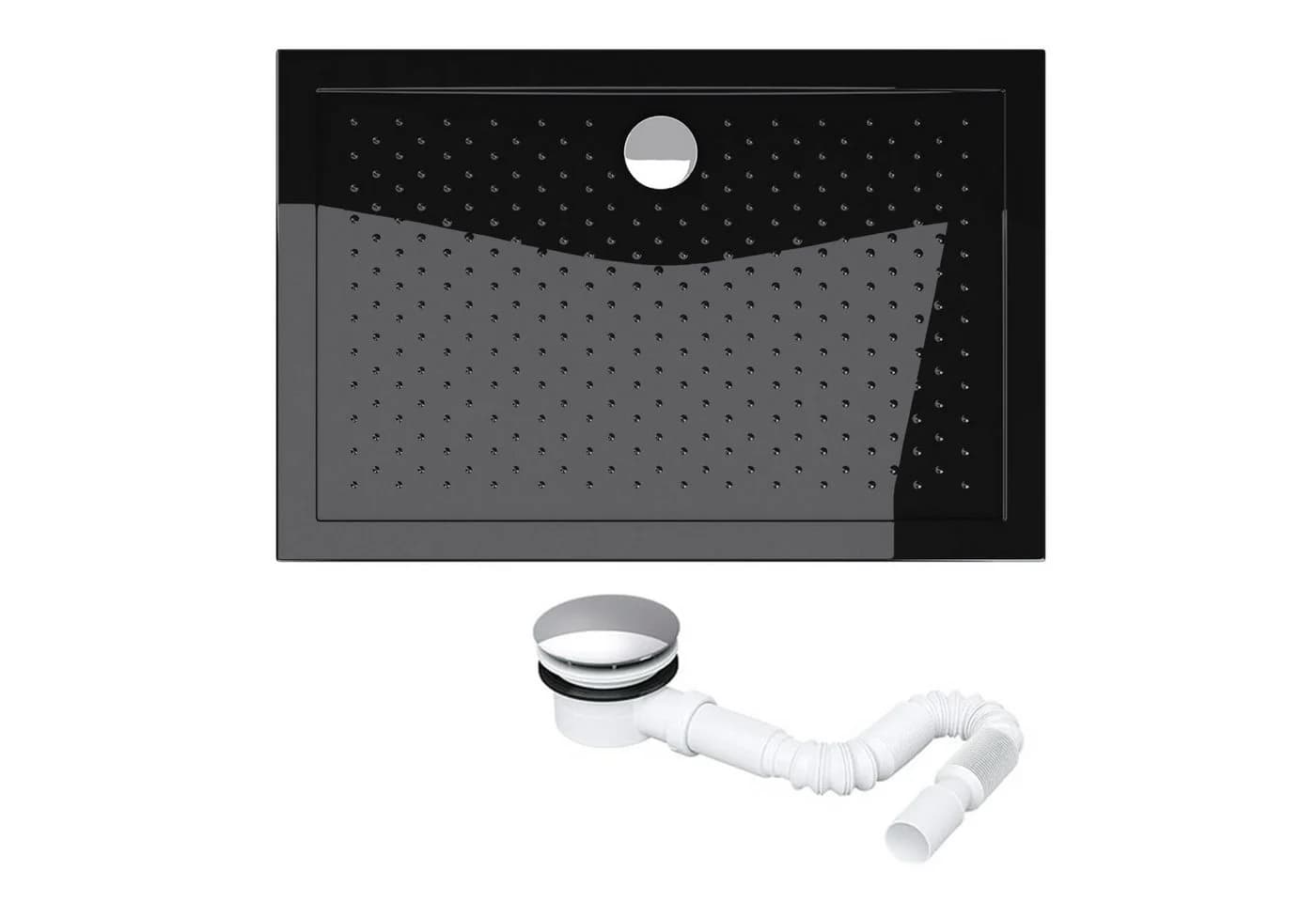 doporro Duschwanne L02 Acryl Rechteckig Schwarz mit Anti-Rutsch Profil - Bild 2
