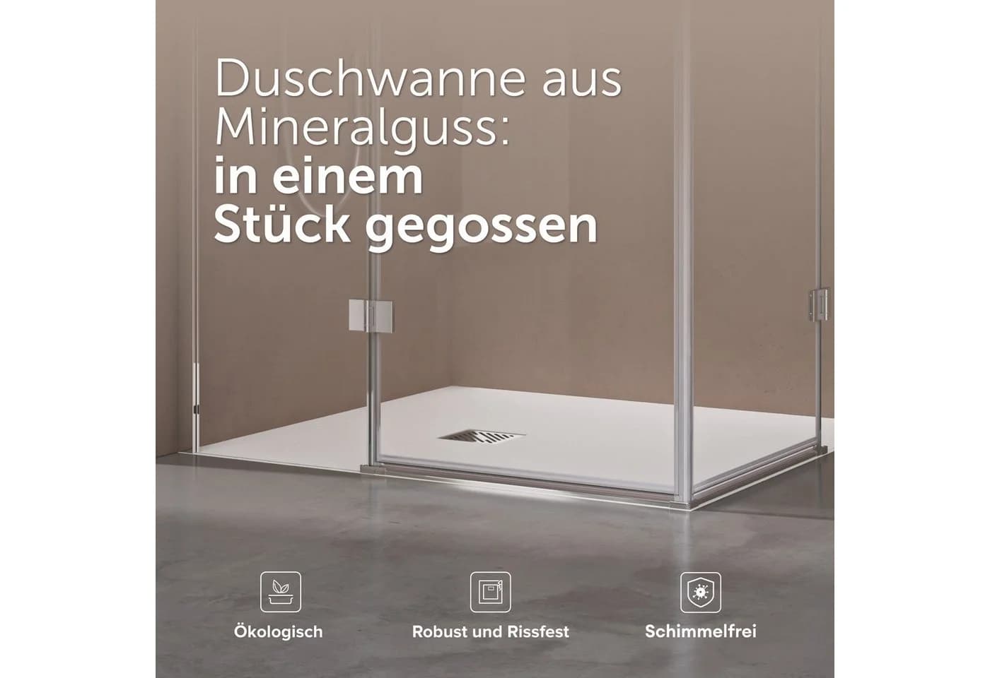 doporro Duschwanne Mineralguss DIN-Anschlüsse - Bild 3