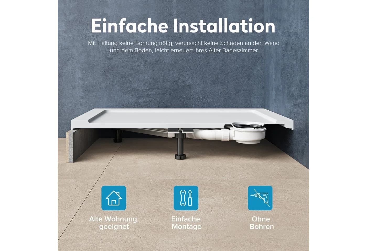 doporro Duschwannenfüße Duschwannenträger für Eckige Acryl-Duschwanne - Bild 3