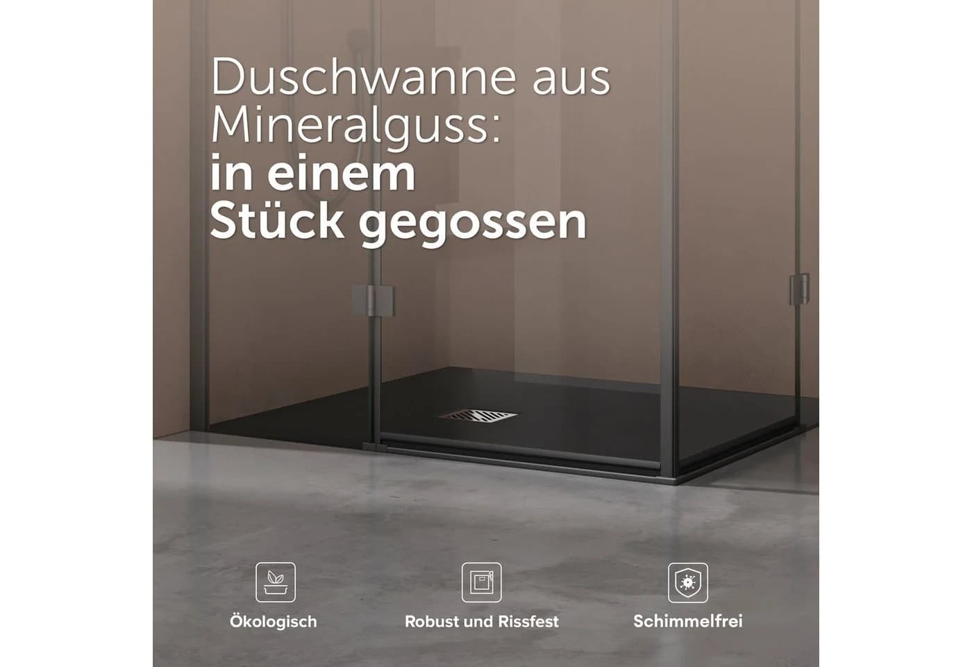 doporro Duschwanne Geoma09 Mineralguss Quadratisch - Bild 3