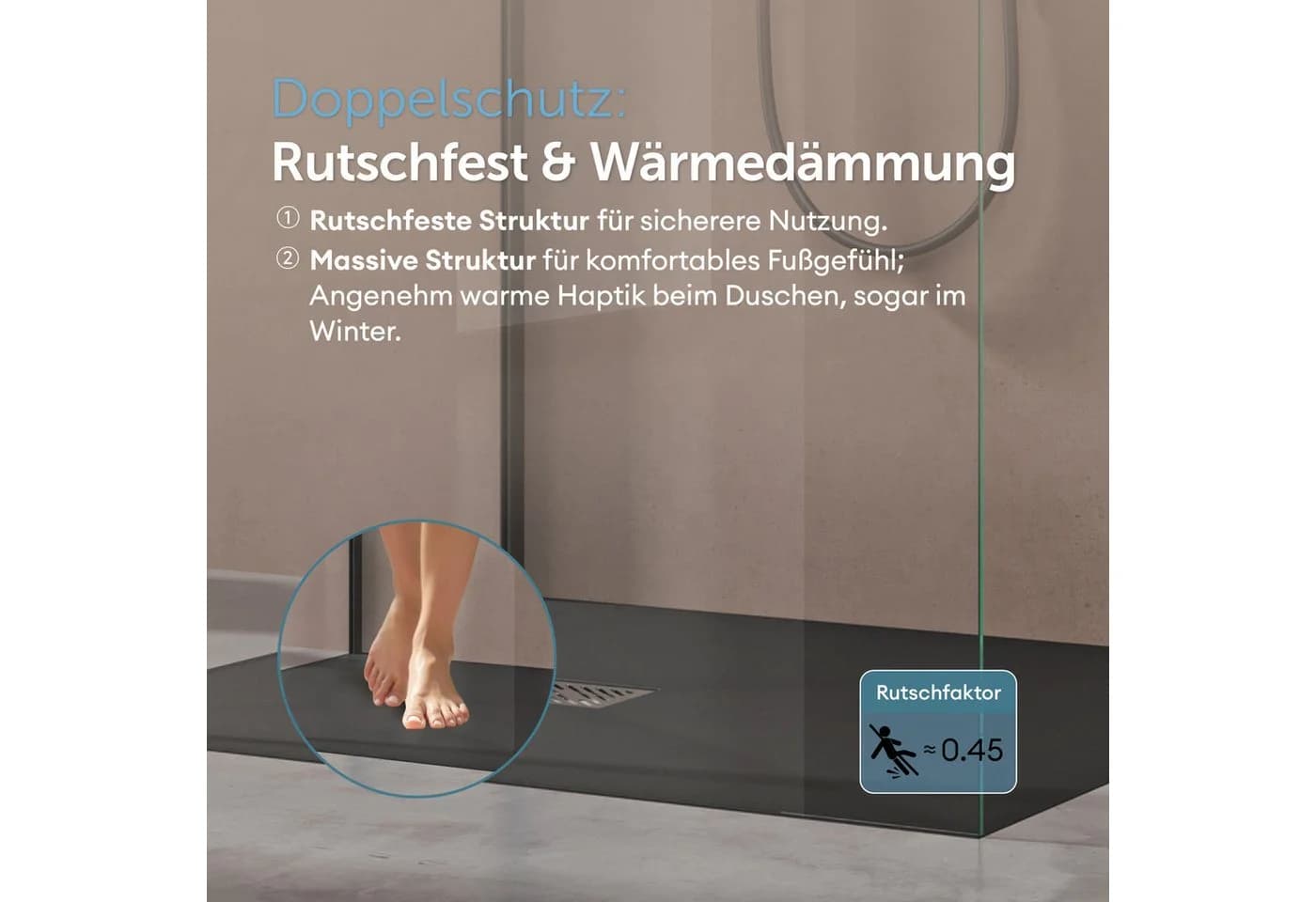 doporro Duschwanne Geoma09 Mineralguss Quadratisch - Bild 5