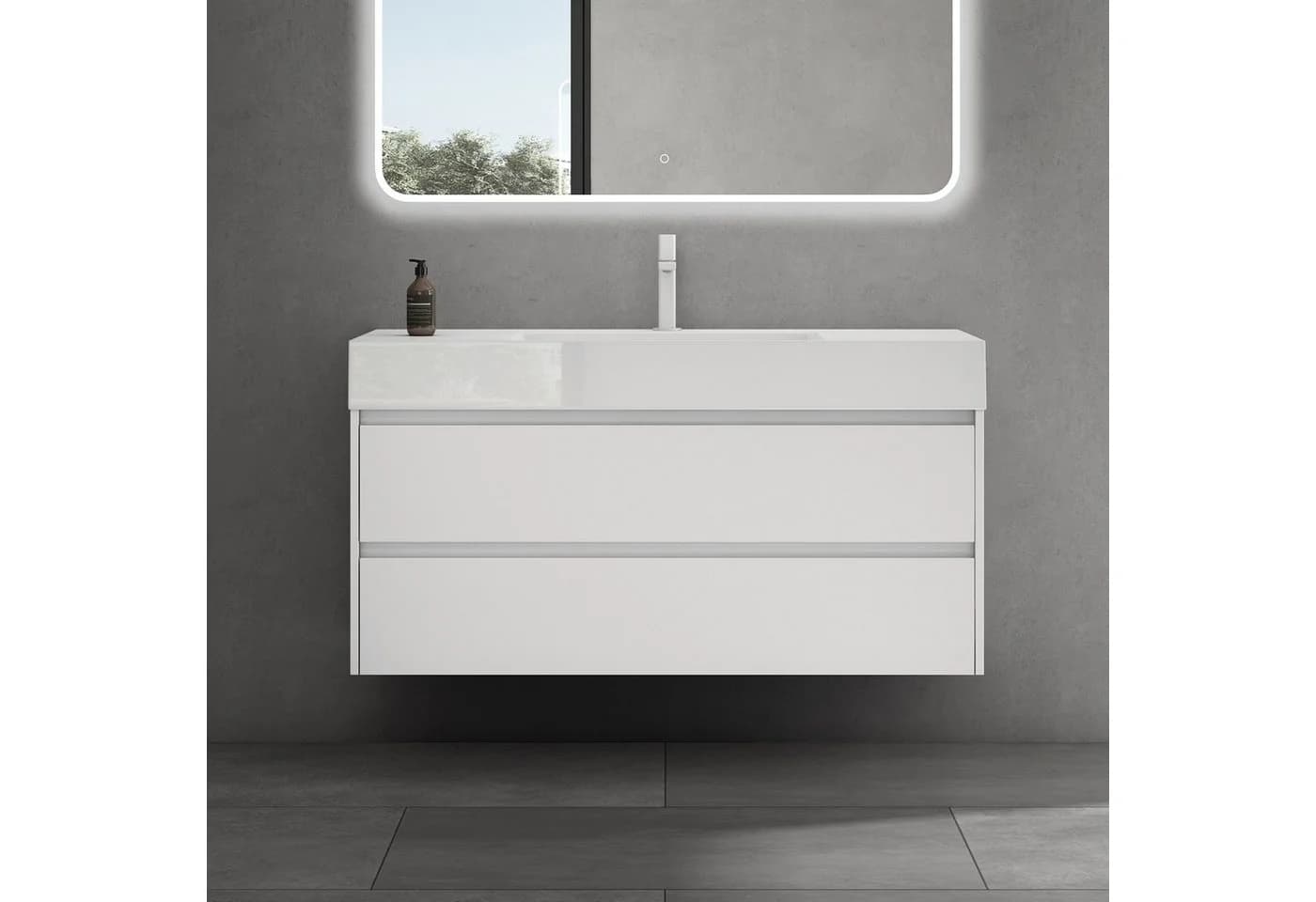 doporro Badmöbel-Set Badezimmer Waschbecken Waschtisch Deep Matt Weiß - Bild 1