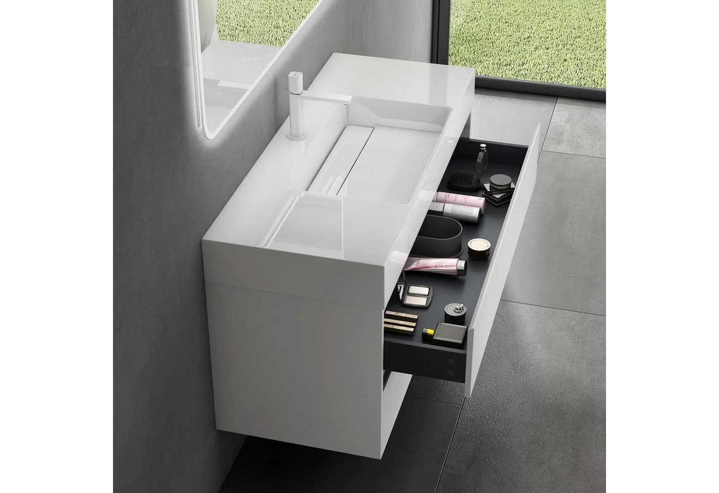 doporro Badmöbel-Set Badezimmer Waschbecken Waschtisch Deep Matt Weiß - Bild 3