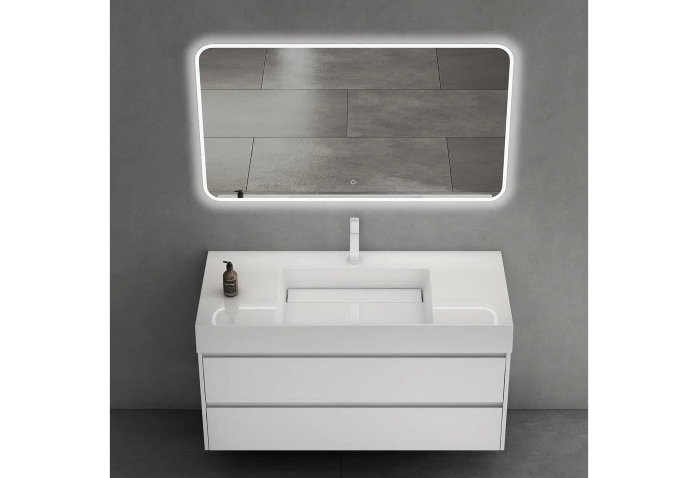 doporro Badmöbel-Set Badezimmer Waschbecken Waschtisch Deep Matt Weiß - Bild 5