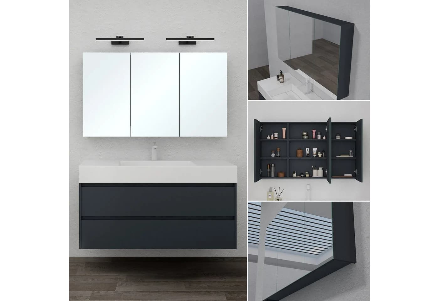 doporro Spiegelschrank mit LED-Beleuchtung Anthrazit Matt - Bild 3