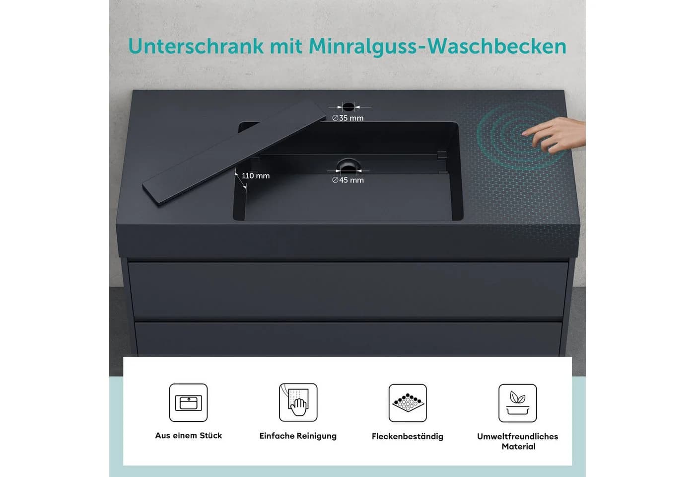 doporro Badmöbel-Set mit Waschbecken Matt Anthrazit - Bild 4