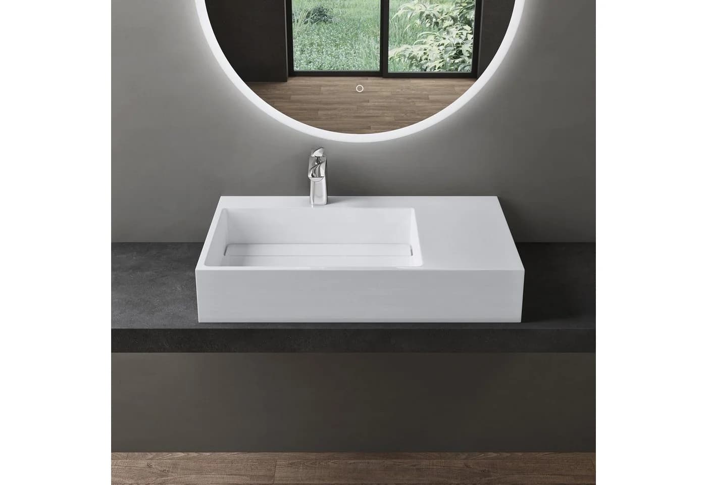 doporro Aufsatzwaschbecken Colossum12 Weiß Mineralguss