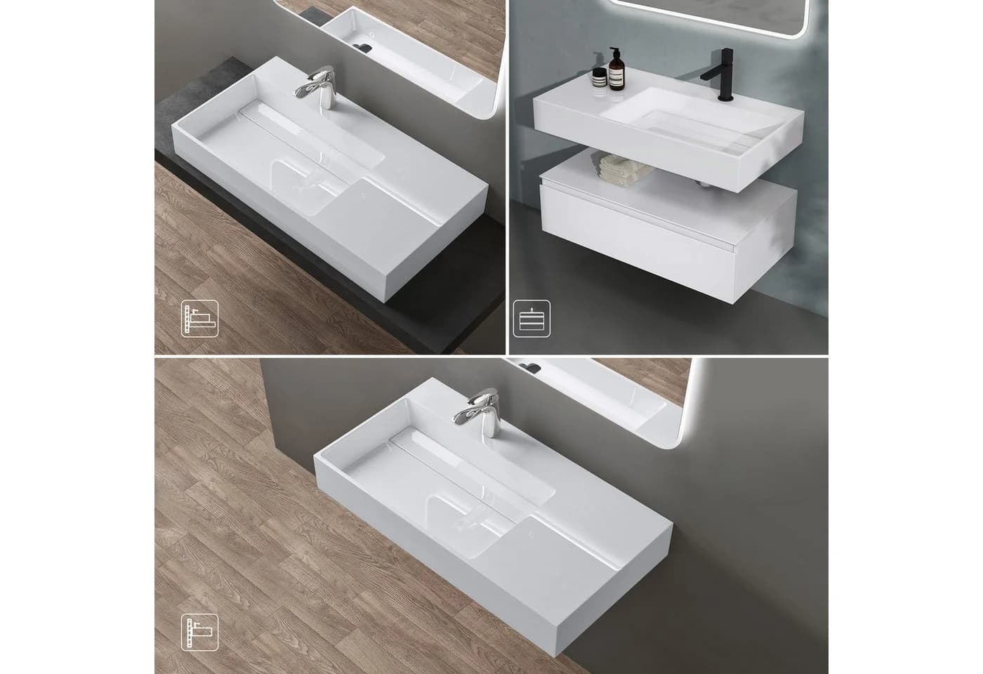 doporro Aufsatzwaschbecken Colossum12 Weiß Mineralguss - Bild 5