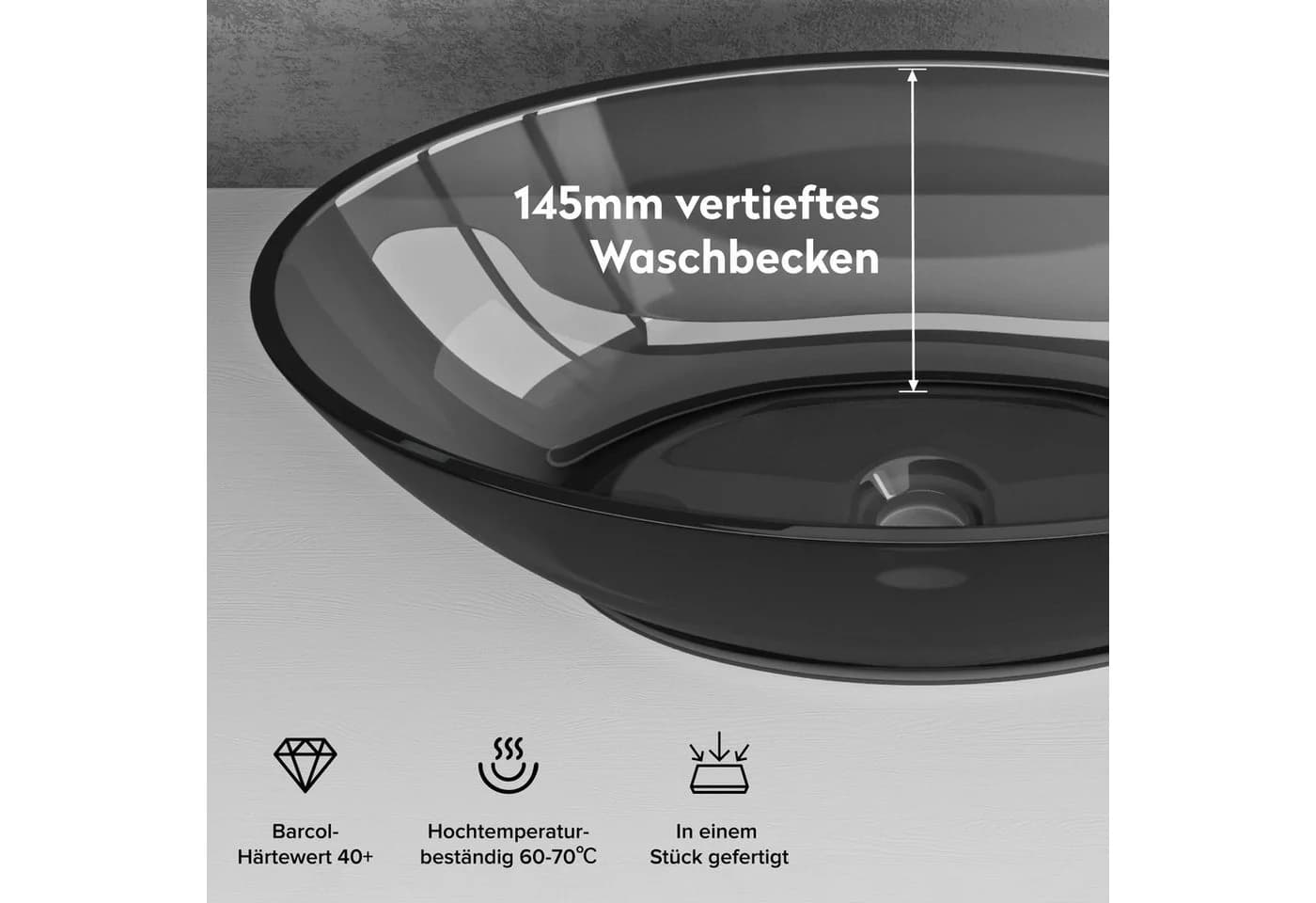 doporro Aufsatzwaschbecken Oval Grau aus Mineralguss - Bild 4