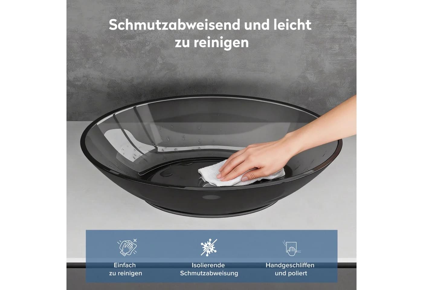 doporro Aufsatzwaschbecken Oval Grau aus Mineralguss - Bild 5