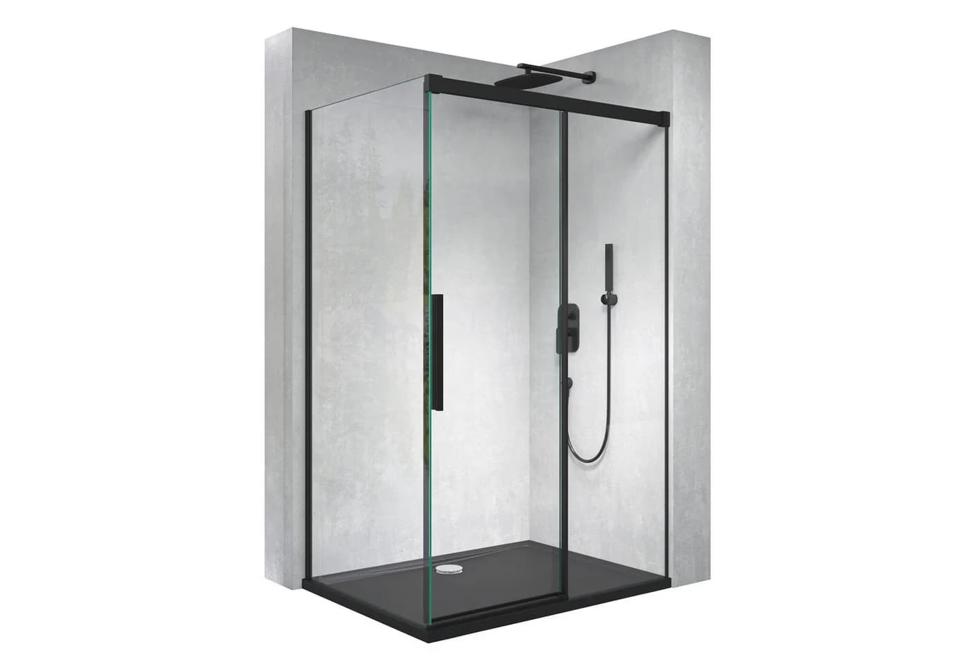 doporro Eckdusche Duschkabine Schwarz Schiebetür - Bild 2
