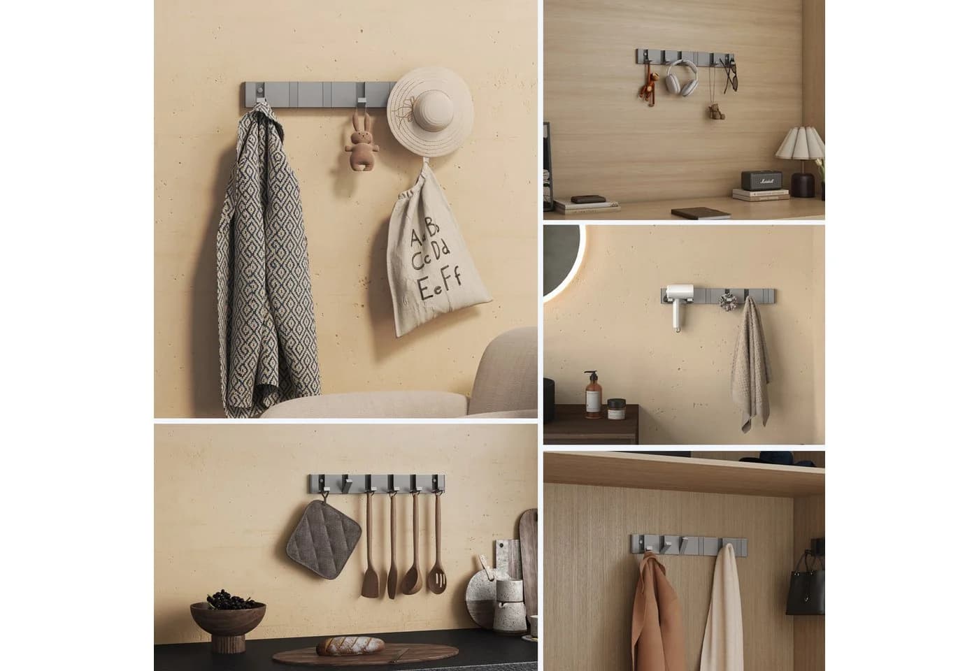 doporro Wandgarderobe Garderobenhaken Wandhaken Garderobenleiste aus Aluminium