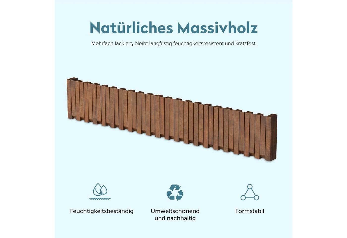 doporro Wandgarderobe mit 14 Haken aus Massivholz Matt Schwarz - Bild 4