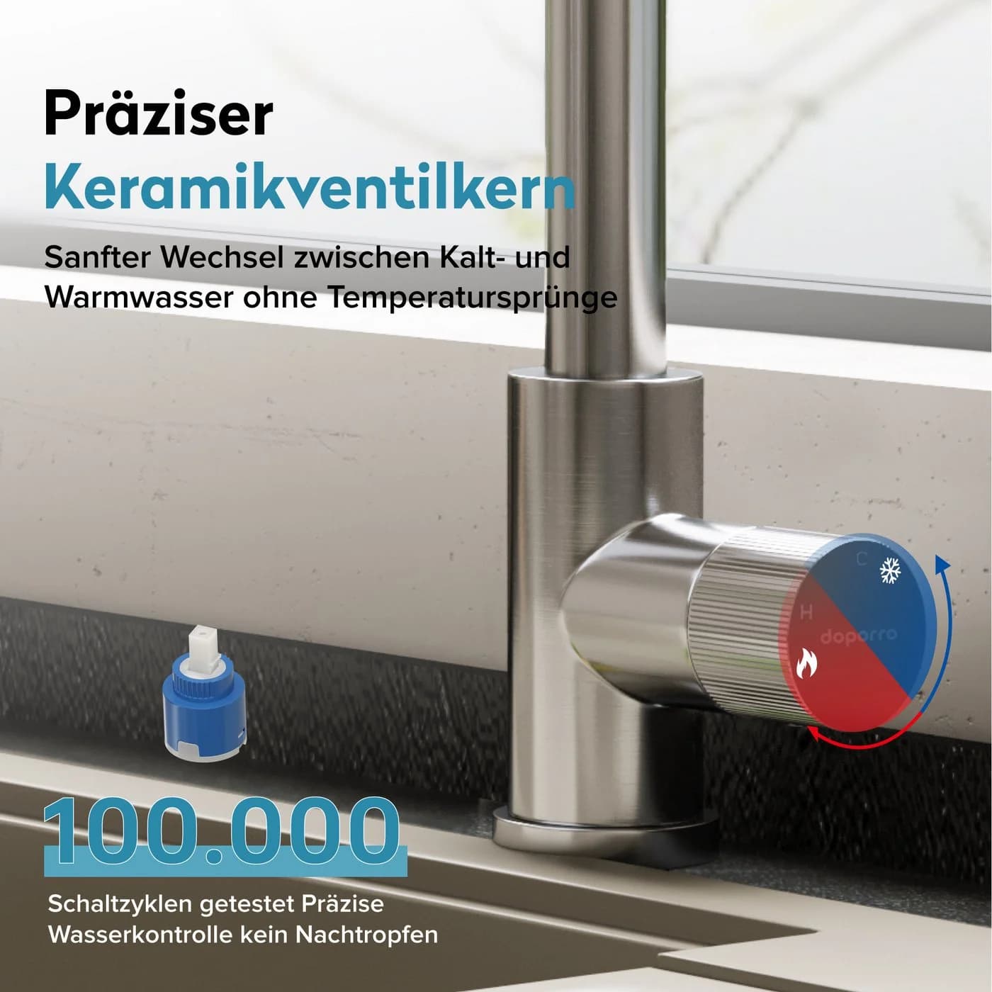 doporro Küchenarmatur Turnix-02 Ausziehbar Edelstahl Silber 360° - Bild 3