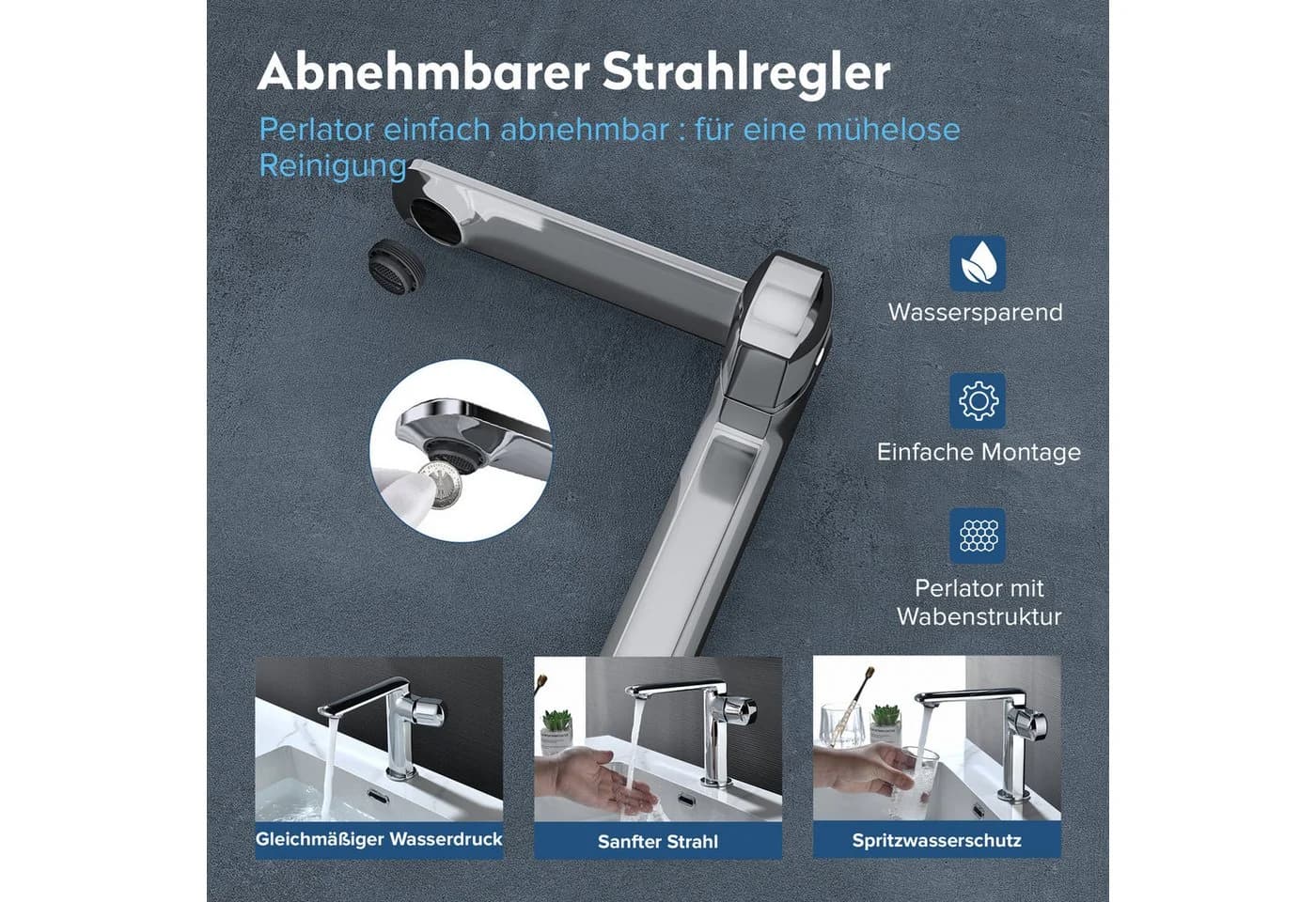 doporro Waschtischarmatur Silber Chrom Einhebel Badarmatur - Bild 4