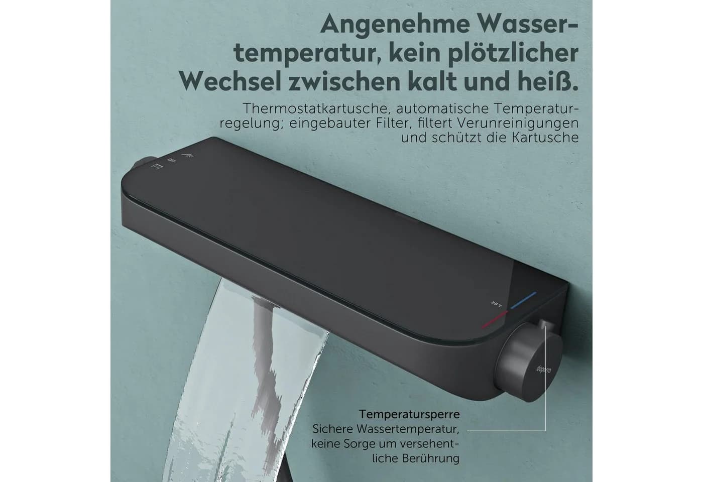 doporro Duschsystem mit Handbrause & Thermostat matt weiß/grau - Bild 3