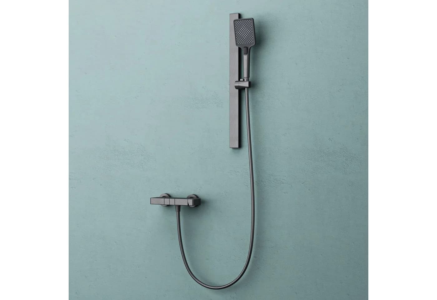 doppo Duschsystem Duscharmatur Komplettset 70 cm Aluminium Grau