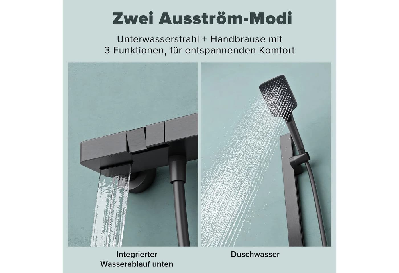 doppo Duschsystem Duscharmatur Komplettset 70 cm Aluminium Grau - Bild 4