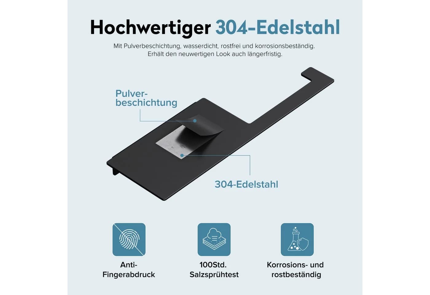 doporro Toilettenpapierhalter Lino-01 Schwarz Edelstahl mit Ablage - Bild 3