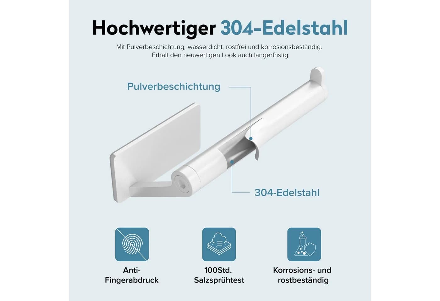 doporro Toilettenpapierhalter Edelstahl Modern Bohrfrei Matt Weiß/Schwarz - Bild 3