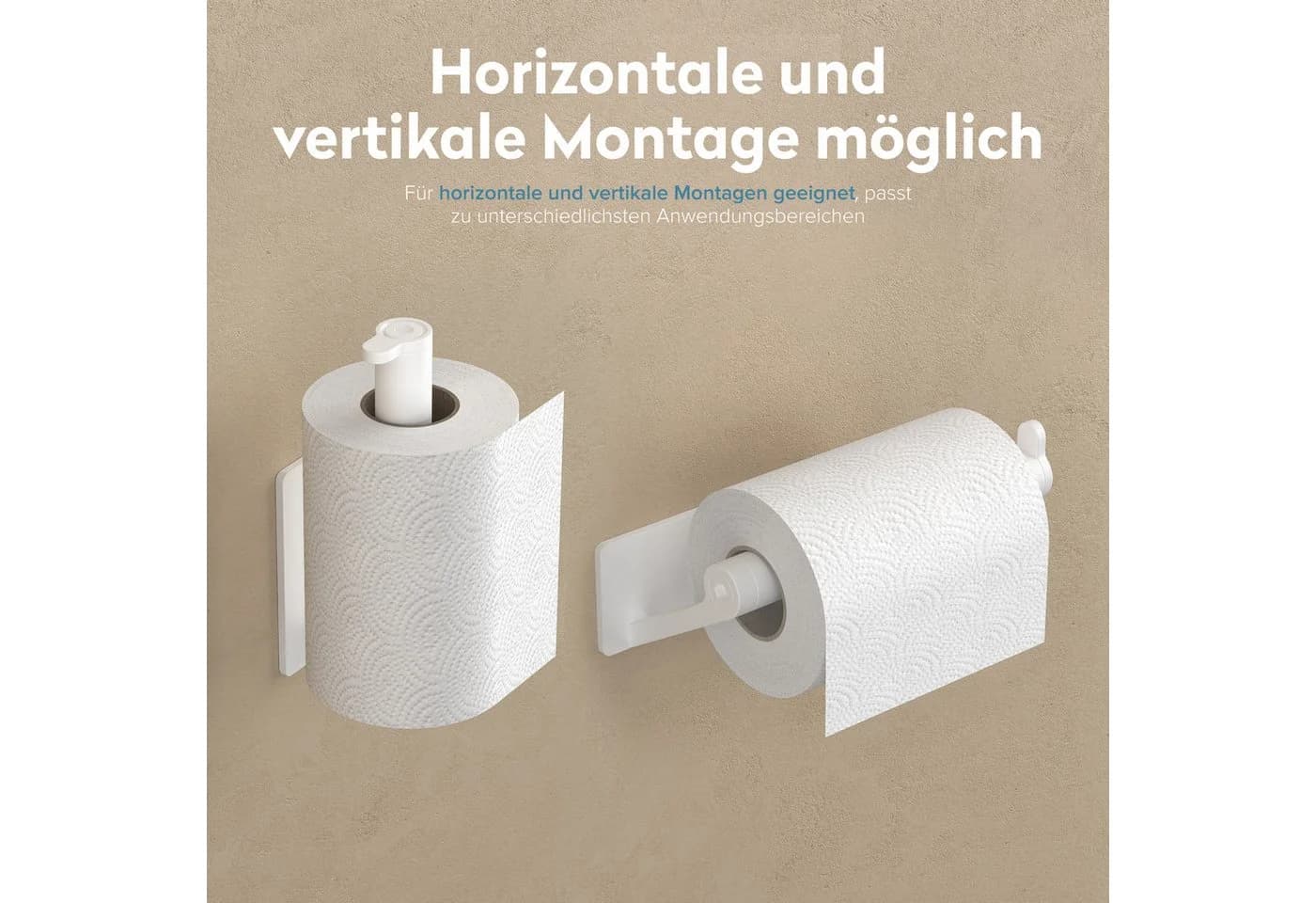 doporro Toilettenpapierhalter Edelstahl Modern Bohrfrei Matt Weiß/Schwarz - Bild 4
