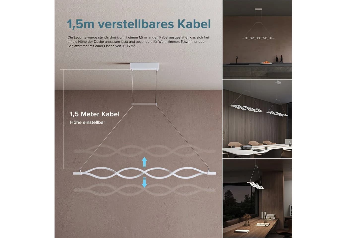 doporro LED Pendelleuchte Esszimmer dimmbar Weiß mit Fernbedienung - Bild 5