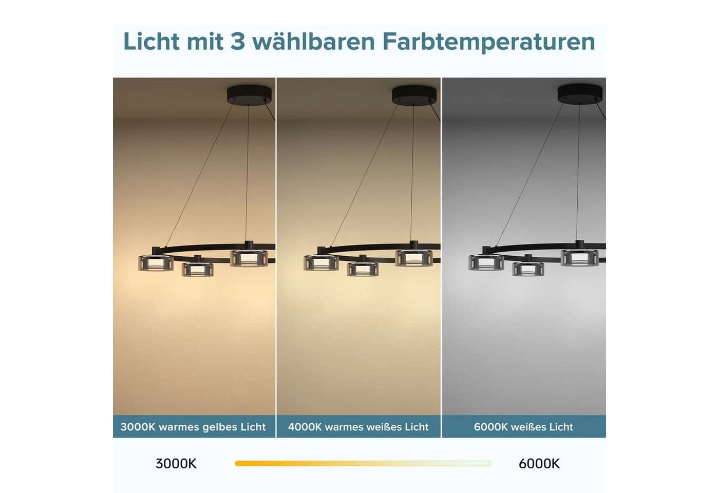 doporro LED Pendelleuchte Hängeleuchte LED Kronleuchter Höhenverstellbar - Bild 3