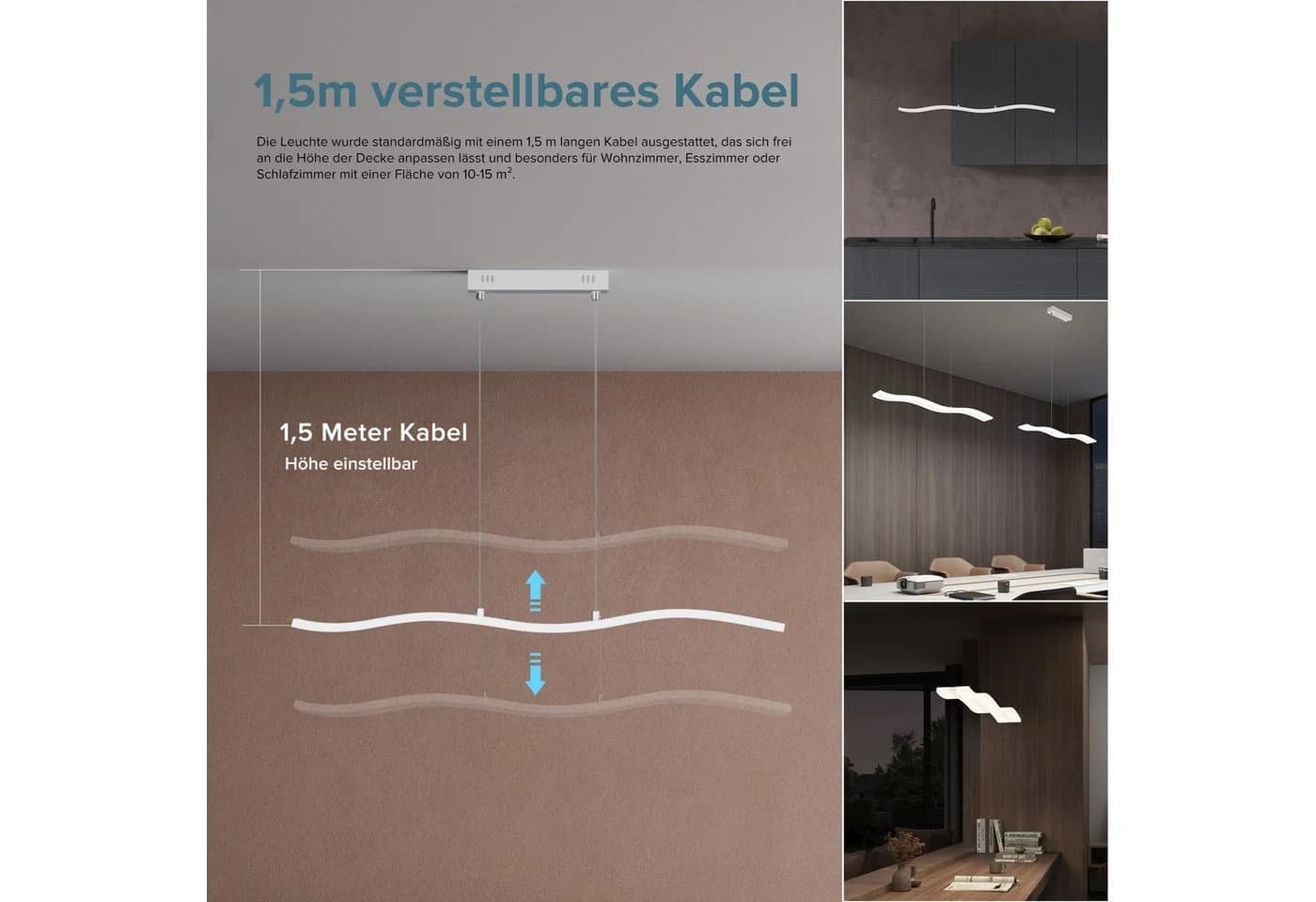 doporro LED Pendelleuchte dimmbar Höhenverstellbar Weiß - Bild 5