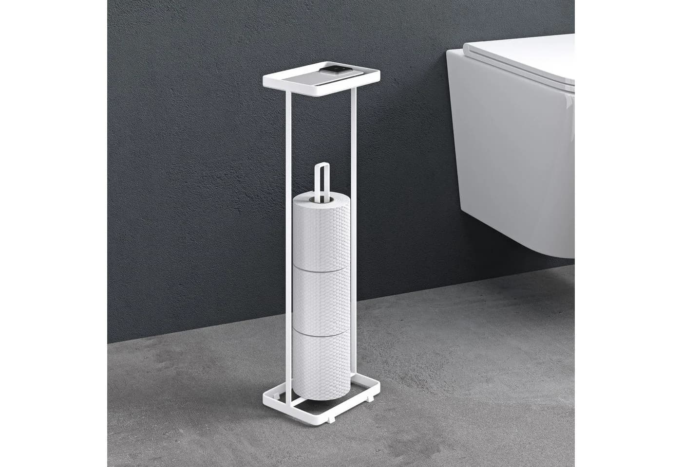 doporro Toilettenpapierhalter Stehend Matt Schwarz/Weiß