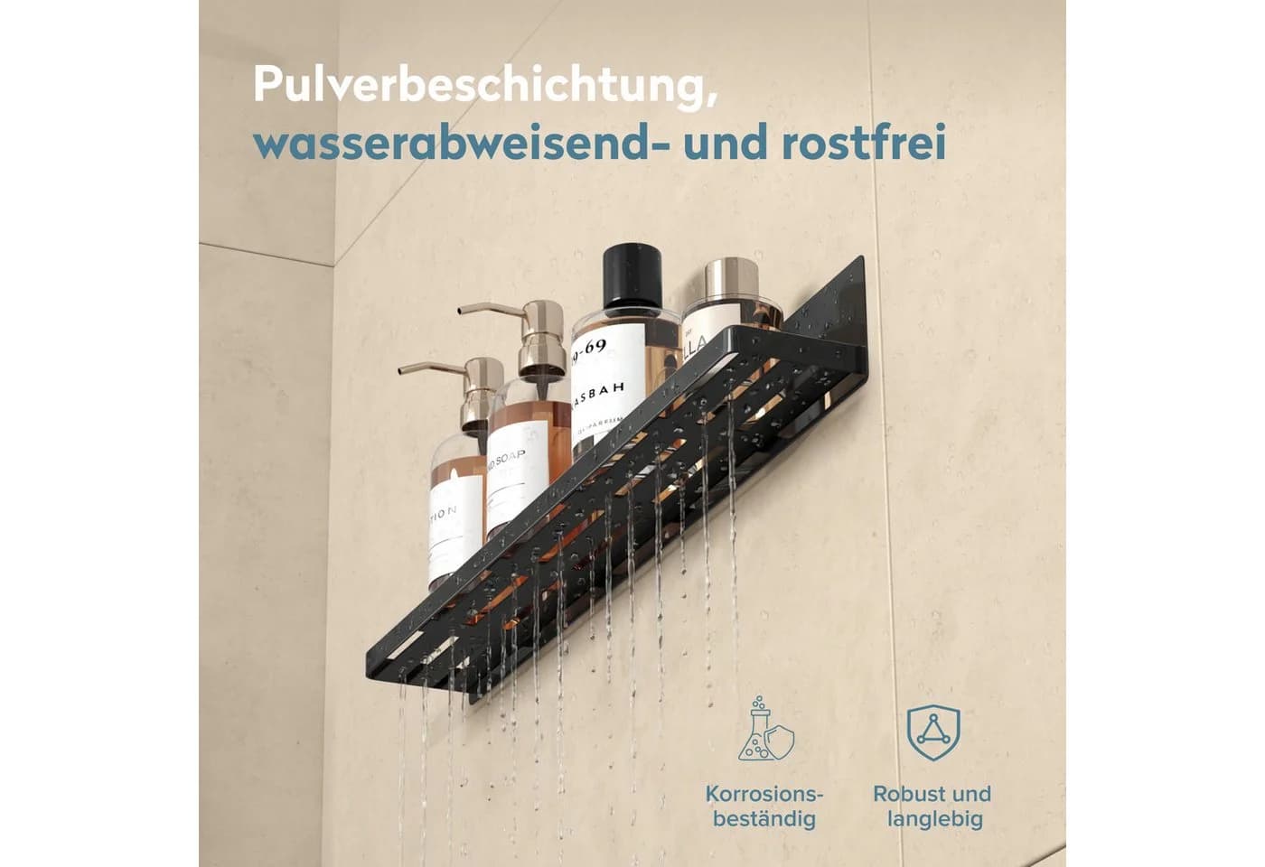 doporro Magnetische Duschablage 60cm Carbonstahl Pulverbeschichtung