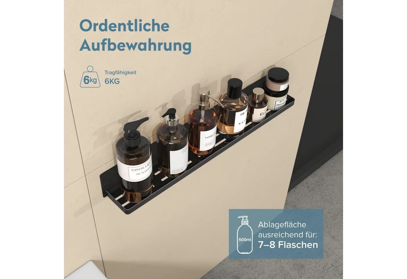doporro Magnetische Duschablage 60cm Carbonstahl Pulverbeschichtung - Bild 5