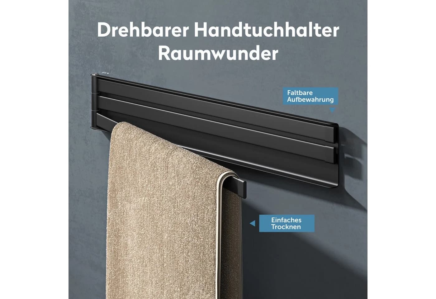 doporro Handtuchhalter Wandhalterung ohne Bohren und mit Magnet 180° schwenkbar Folda02 - Bild 3