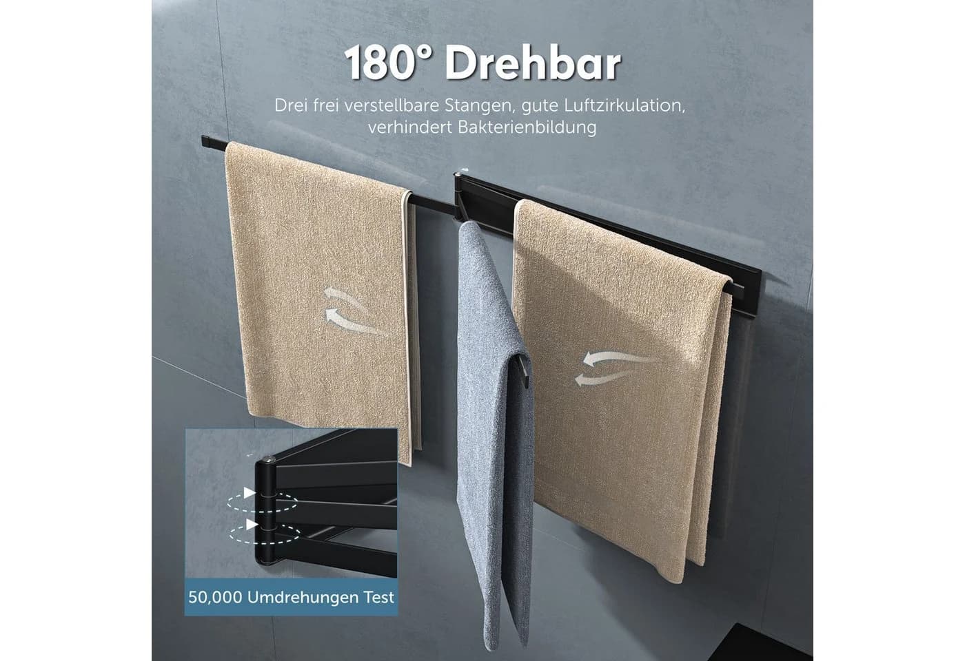 doporro Handtuchhalter Wandhalterung ohne Bohren und mit Magnet 180° schwenkbar Folda02 - Bild 4