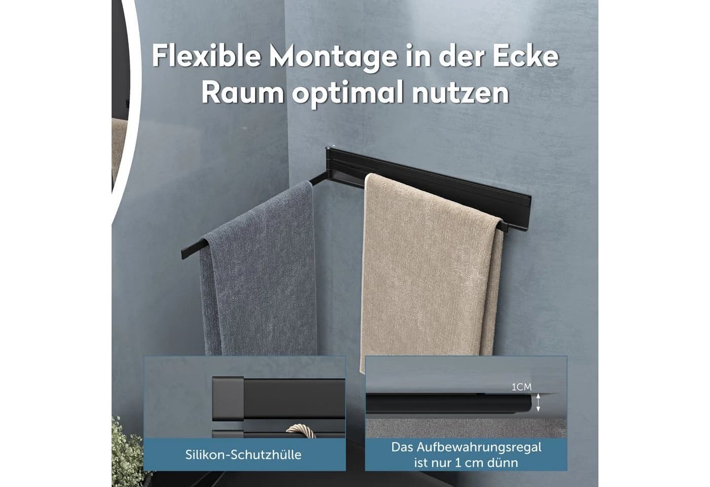 doporro Handtuchhalter Wandhalterung ohne Bohren und mit Magnet 180° schwenkbar Folda02 - Bild 5