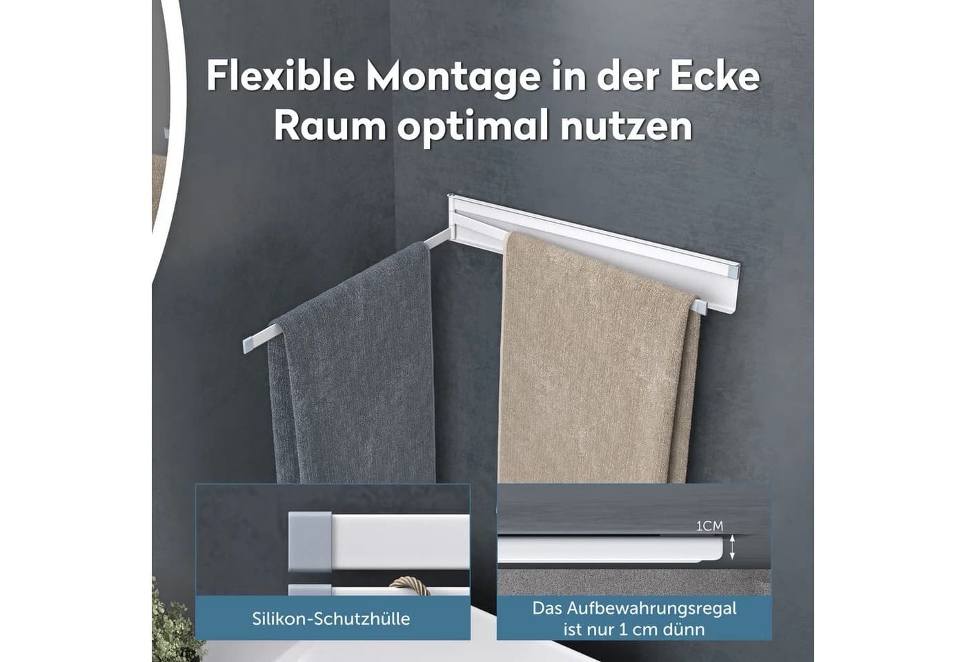 doporro Handtuchhalter Wandhalterung 180° schwenkbar Magnet Schwarz/Weiß - Bild 5