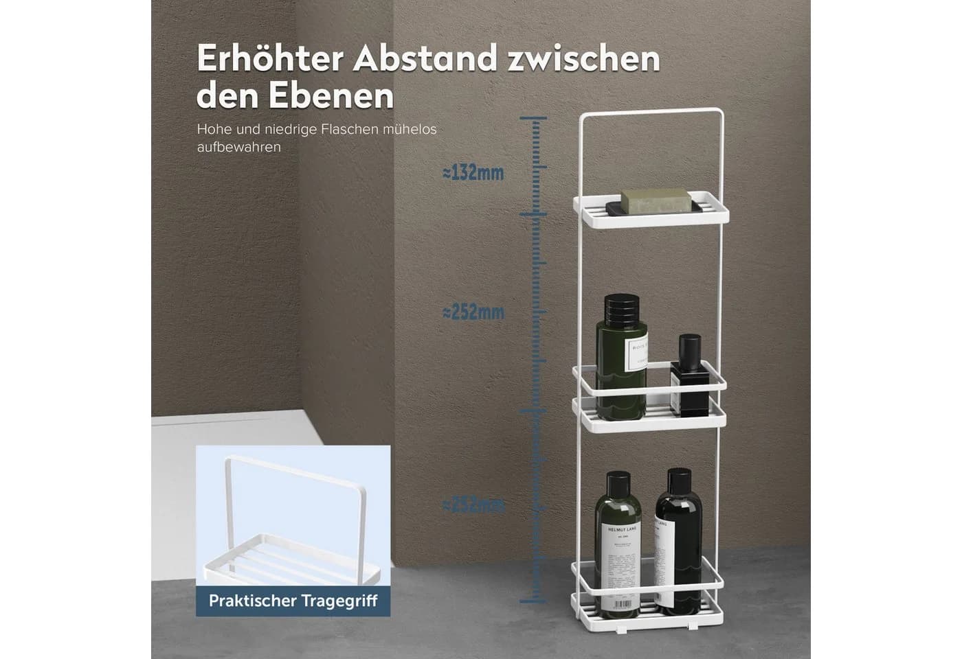 doporro Badregal Duschablage Toilettenregal Bodenstehend ohne Bohren 3 Ebenen Reglo02 - Bild 4