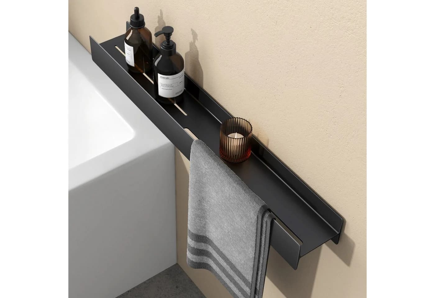 doporro Duschablage Wandregal Aluminium-Magnesium Matt Schwarz