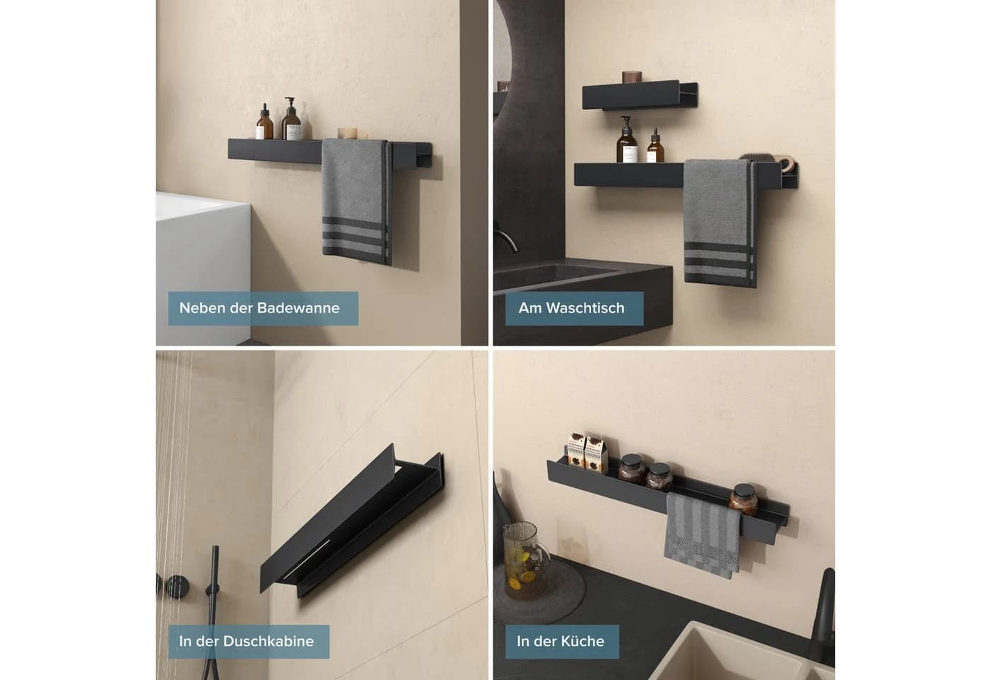 doporro Duschablage Wandregal Aluminium-Magnesium Matt Schwarz - Bild 5