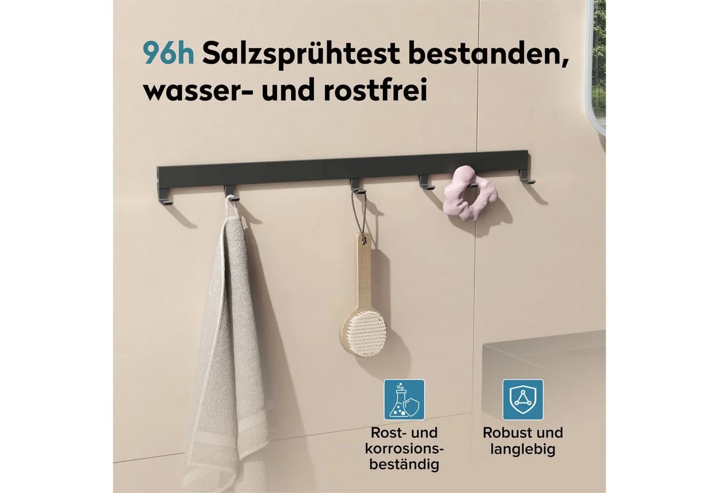 doporro Garderobenleiste mit verschiebbaren Haken Aluminium Schwarz - Bild 4