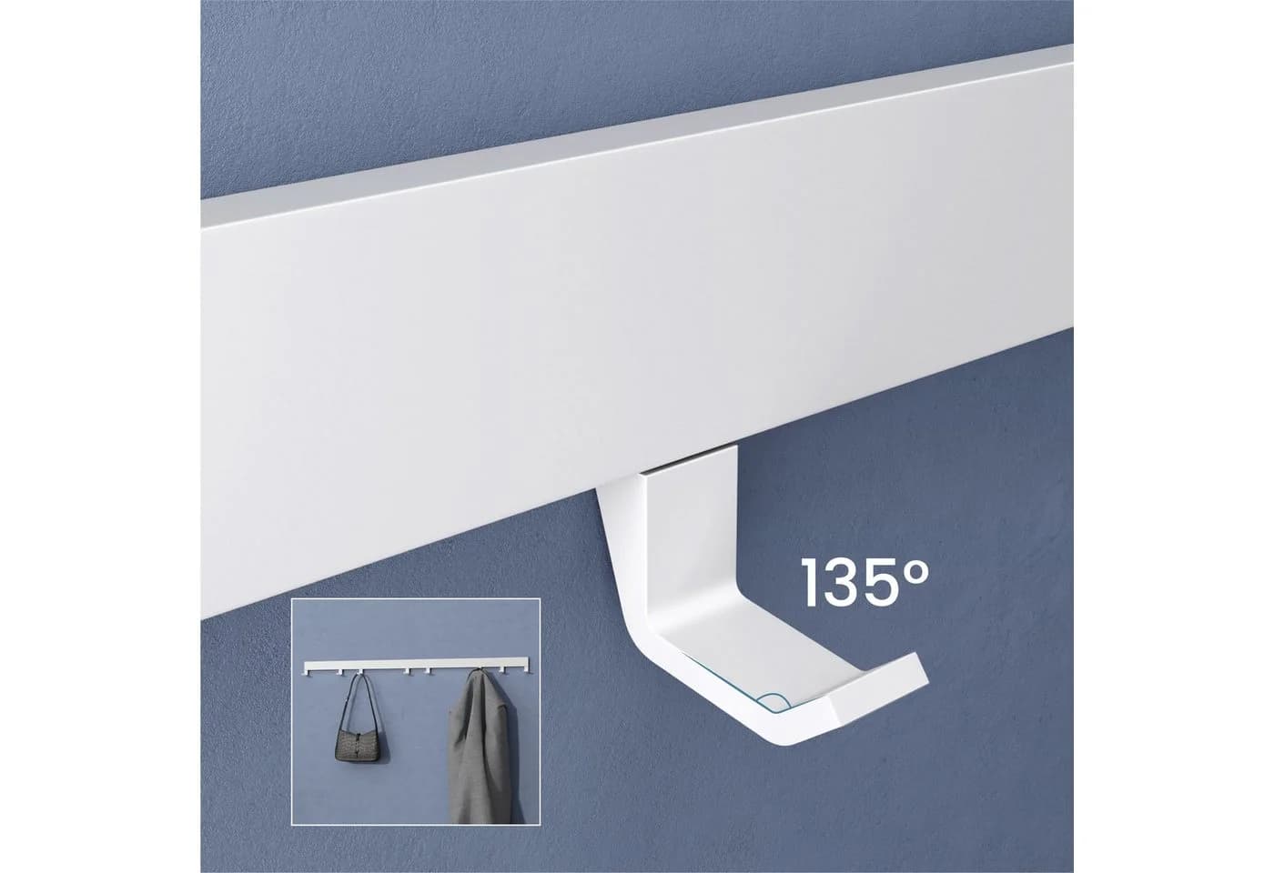 doporro Garderobenleiste mit verschiebbaren Haken Aluminium Weiß - Bild 3