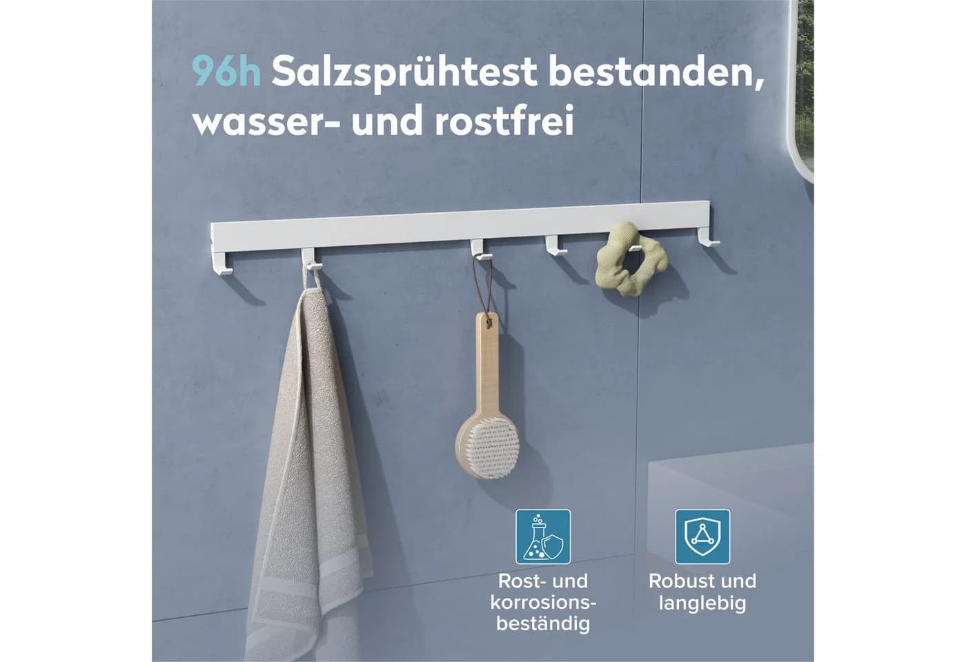 doporro Garderobenleiste mit verschiebbaren Haken Aluminium Weiß - Bild 4