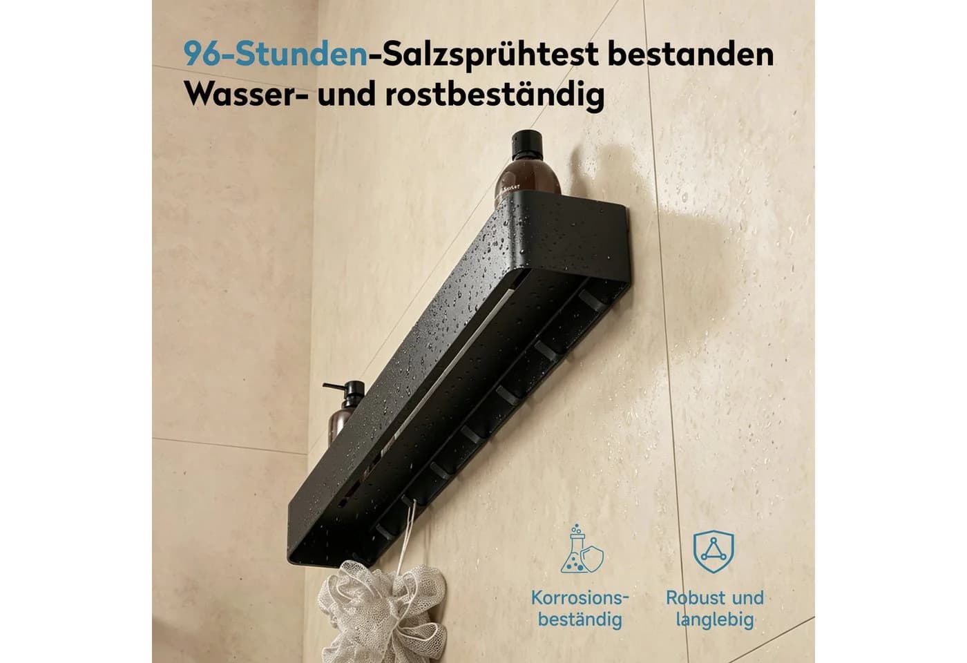 doporro Wandgarderobe Hakenleiste mit Ablage Schwarz Carbonstahl - Bild 5
